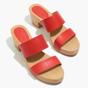 New Madewell The Clara Clog Sandal, Red, SZ 7.5
